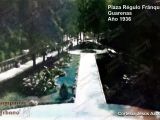 Espacio inferior de la Plaza Régulo Fránquiz, recién inaugurada en Guarenas, año 1936. Se observa la caminería central y redoma final. A la izquierda se observa el pasillo mirador con sus balaustras