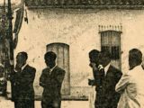 Esquina de la CANTV, Calle Ambrosio Plaza con el antiguo segmento de la calle Real en la Plaza Bolívar, Guarenas, año 1951.