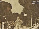 Al centro se observa el Cerro de Piedras, Guarenas, año 1915. A la derecha se observan las escalinatas de la Bajada de Los Almendrones. Arriba a la izquierda, se observa la casona propiedad del señor Adesso, en la cual se fundaría posteriormente la Escuela Federal Graduada Carabobo, solo para hembras.