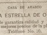 Pauta publicitaria en Guarenas, Casa de Abasto La Estrella de Oro, año 1936.