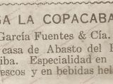 Pauta publicitaria en Guarenas, Bodega La Copacabana, de García Fuentes, año 1936.