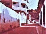 A la izquierda, lateral de la casa del Señor Manuel González (1888-1973), la cual estuvo ubicada en la esquina de las calles Ambrosio Plaza y Venezuela del Pueblo Arriba de Guarenas. El Señor Manuel González fue dueño de la tejería y ciruelar que estuvo ubicado en los predios de la actual Urbanización El Calvario de Guarenas. Fotografía de Pablo Muro, año 1980.