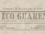 Cintillo del semanario "El Eco Guarenero", edición 34, veintiuno de noviembre de 1913.