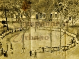 Plaza Bolívar de Guarenas, año 1950. Al fondo, calle Bolívar