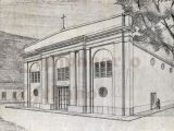 Proyecto nueva fachada tradicional, Iglesia Nuestra Señora de Copacabana, Arquitecto Giovanni Oreste Della Piana, año 1956