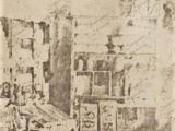 Estantería de pulpería de Guarenas, año 1903, en donde trabajaba el joven José María García, hermano de Josefa "Mimina" García.