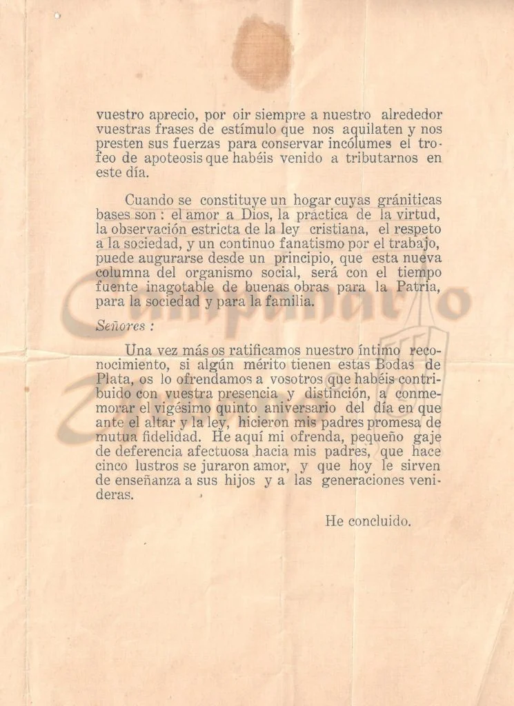 Bodas de Plata, Félix Armas y Eloísa Rodríguez, Guarenas, año 1925