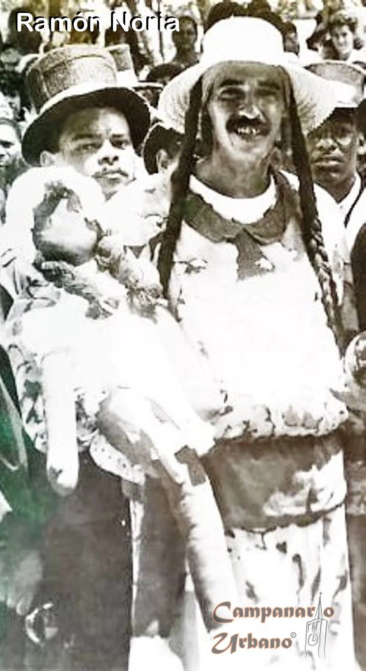 Cultor Ramón Noria, Parranda de San Pedro de Guarenas, durante su primera representación de la esclava María Ignacia, año 1989