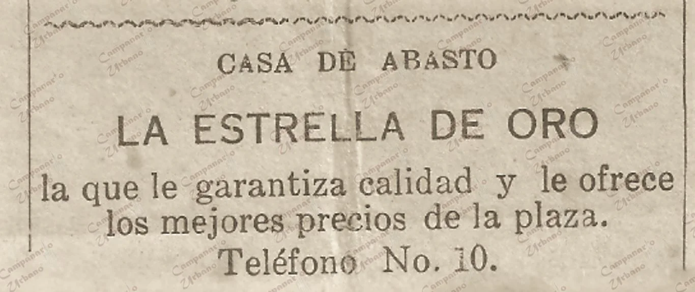Pauta publicitaria en Guarenas, Casa de Abasto La Estrella de Oro, año 1936.