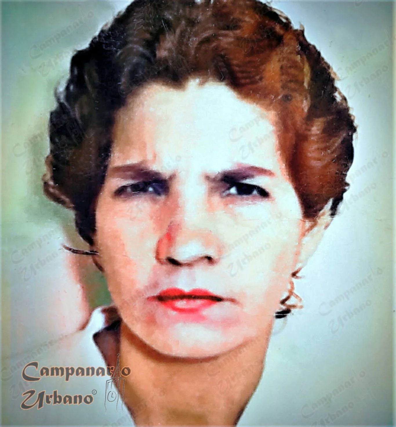 Francisca Arocha (Panchita), década de 1950. Fotografía restaurada y coloreada digitalmente por Campanario Urbano.