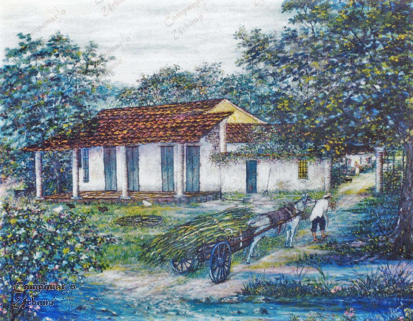 Casona Hacienda La Concepción de Guarenas, óleo del artista Pedro Luna Ascanio.