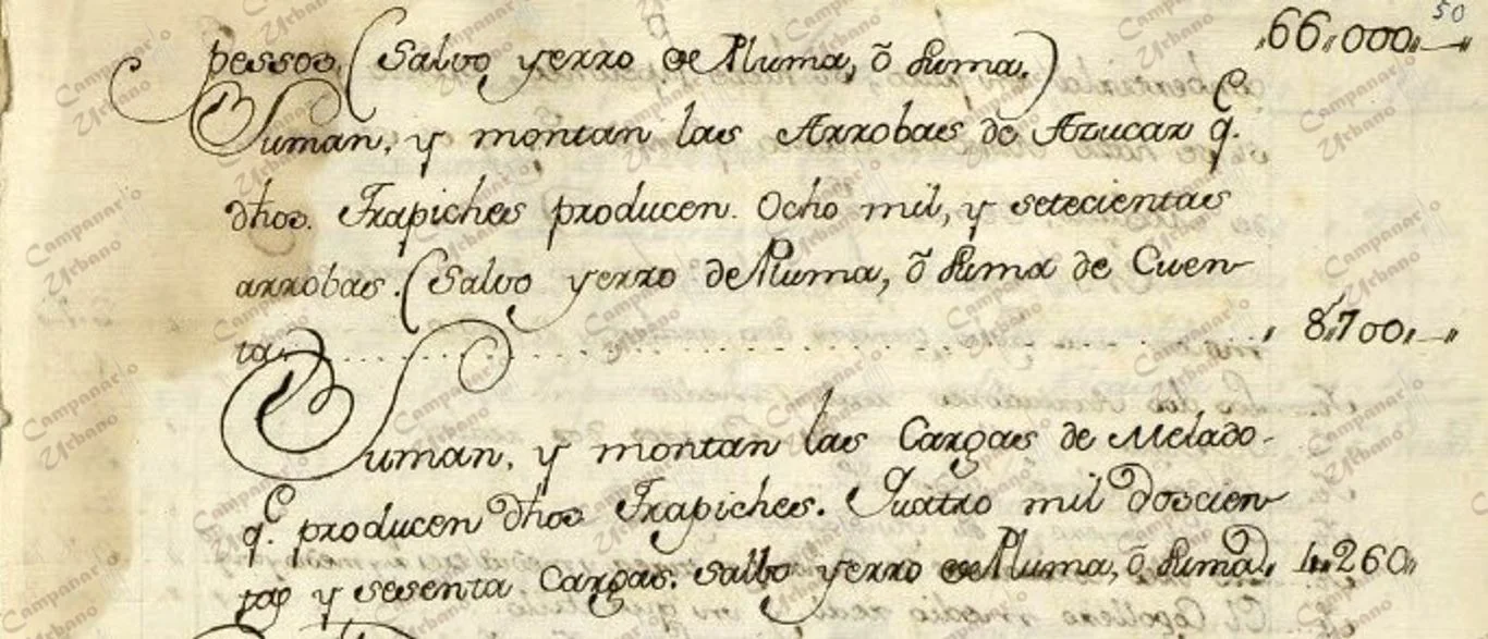 Haciendas de trapiche de Guarenas. Razón individual de los trapiches de la Jurisdicción del Valle de Guarenas, 9 de agosto de 1764.