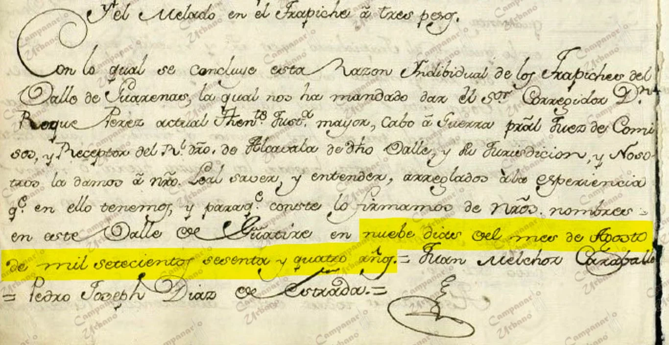Haciendas de trapiche de Guarenas. Razón individual de los trapiches de la Jurisdicción del Valle de Guarenas, 9 de agosto de 1764.