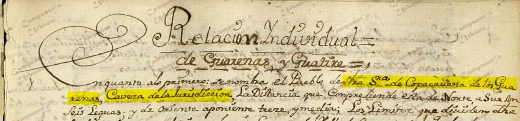 Población en la Guarenas del Siglo XVIII