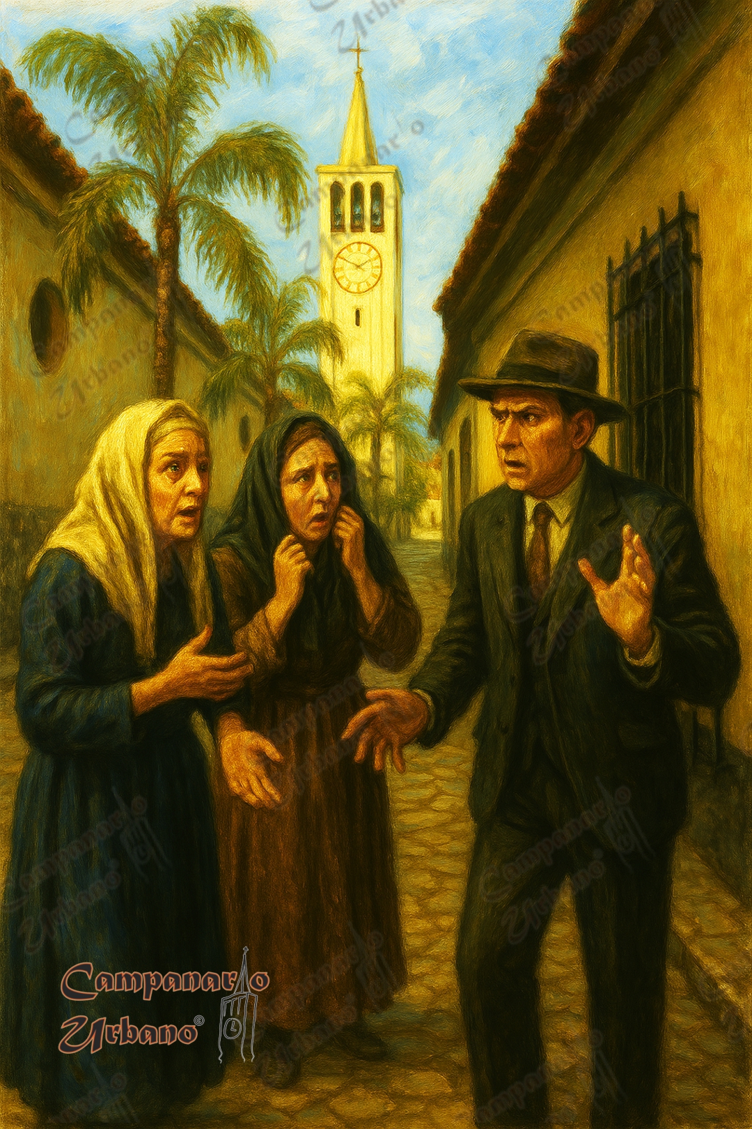 «El león de Guarenas ha regresado», decían los guareneros en el año 1951. Calle Real e Iglesia Nuestra Señora de Copacabana. Composición IA.