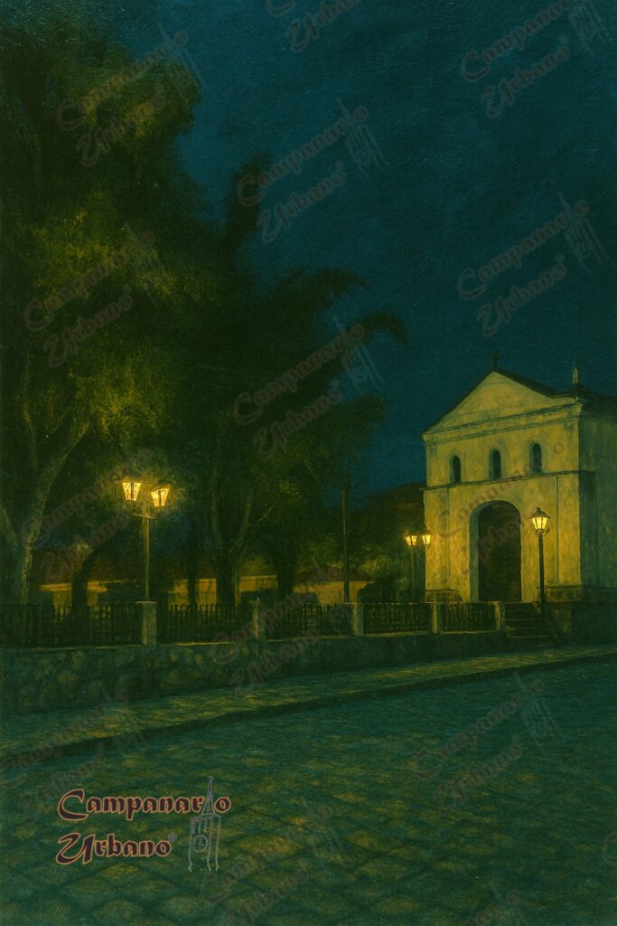 Plaza la Candelaria en la Llanada de Guarenas. Composición IA.