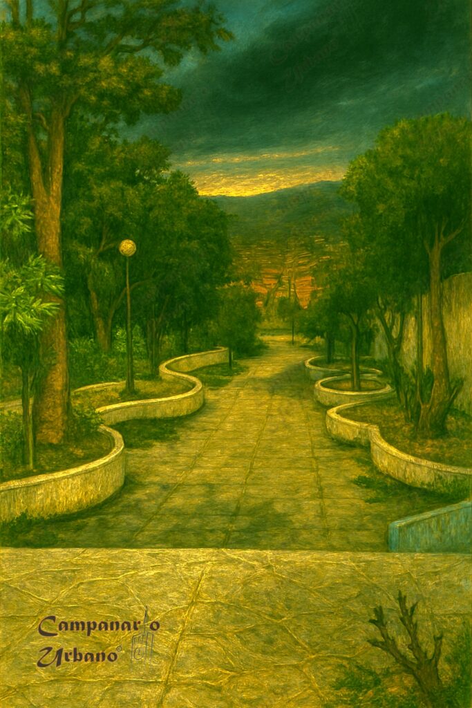 Cerro de Piedras, luego Alameda Plaza, hoy Plaza Régulo Fránquiz. Composición IA.
