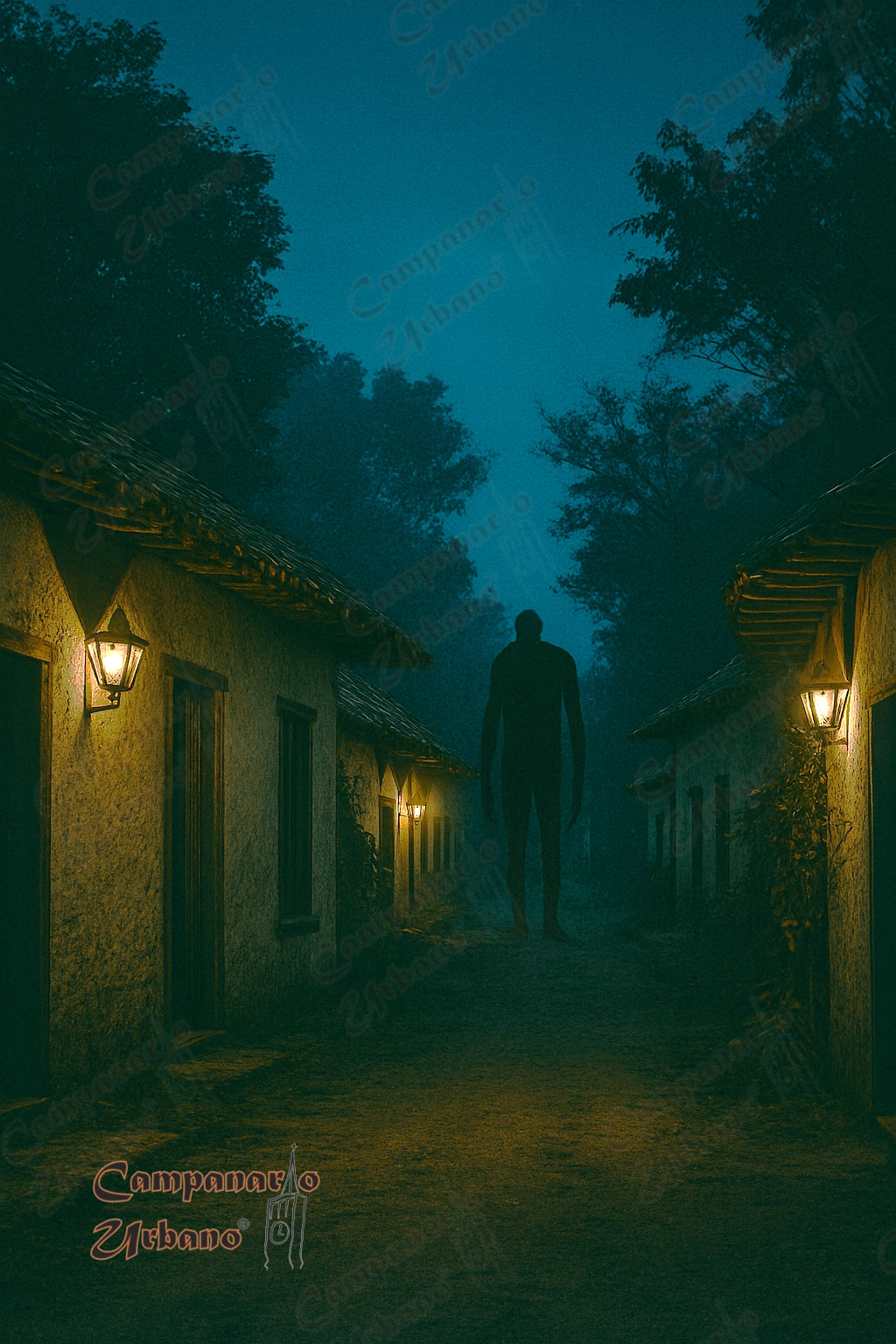 El hombre con pezuñas en el Naranjal de Guarenas. Composición IA.
