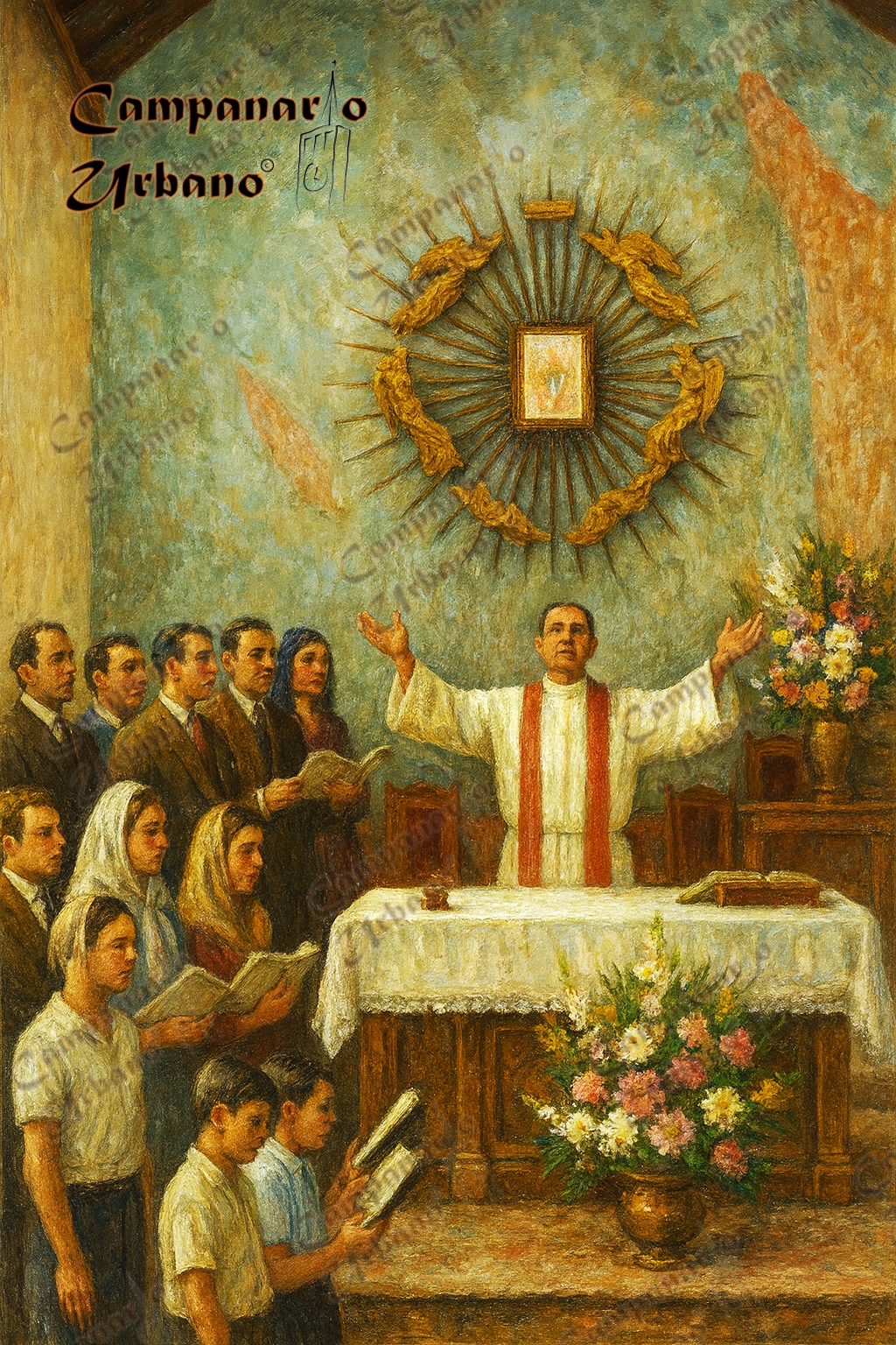Misa de Aguinaldo en la Catedral de Nuestra Señora de Copacabana de Guarenas. Composición IA.