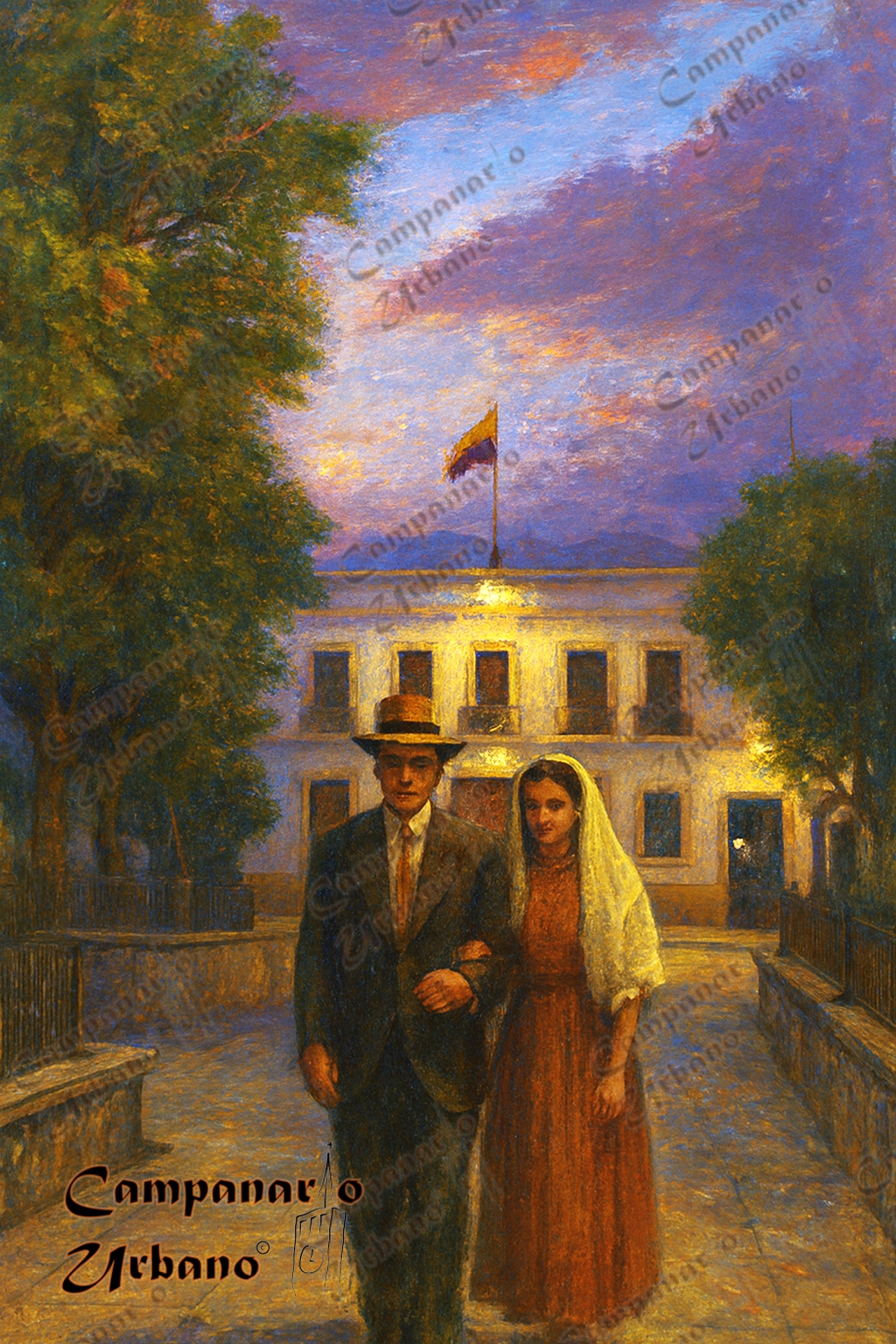 Plaza Bolívar de Guarenas. Composición IA.
