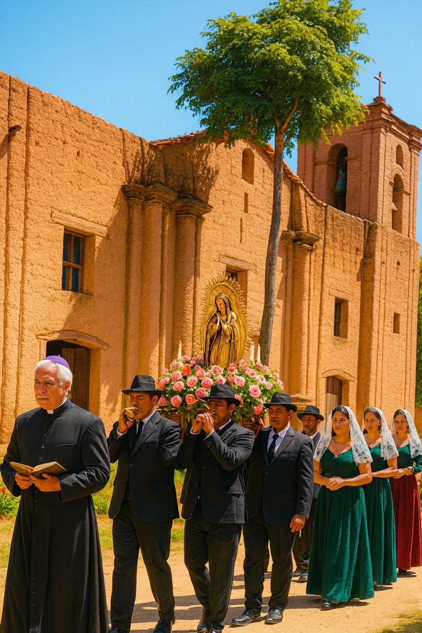Recepción de la Virgen de Copacabana en la Iglesia de Guarenas, proveniente del Alto Perú. Año 1626. Composición IA.