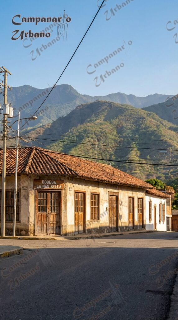 Bodega La Más Bella en la Esquina de la Calzada en Guarenas. Composición IA.