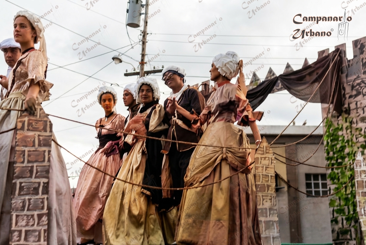 Carnavales y Arte en Guarenas, carroza, año 1963. Imagen coloreada por IA.