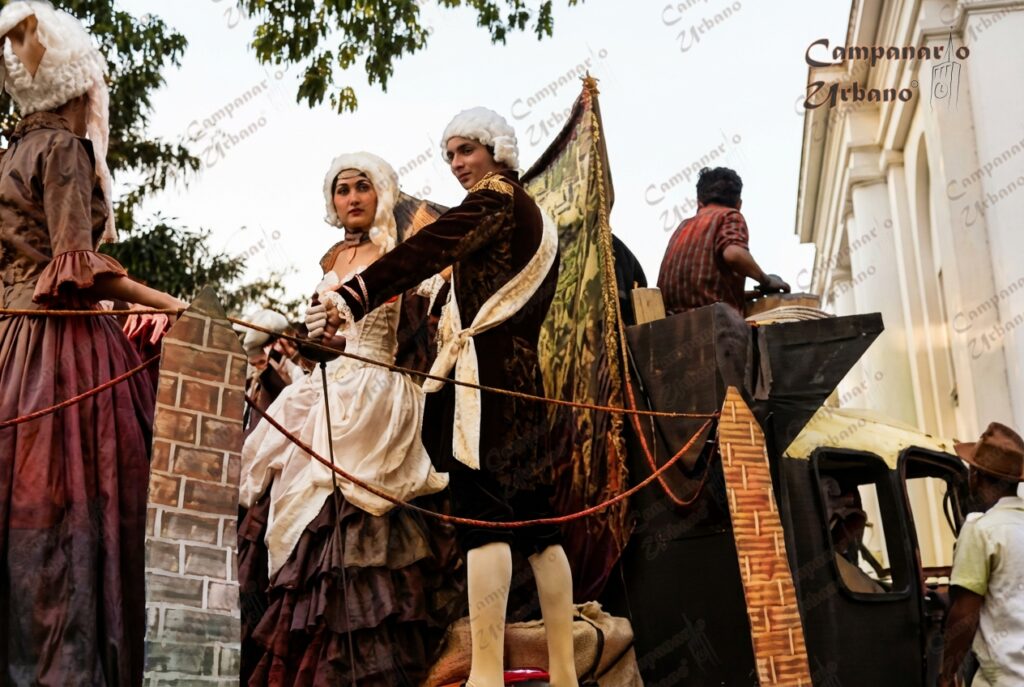 Carnavales y Arte en Guarenas, carroza, año 1963. Imagen coloreada por IA.