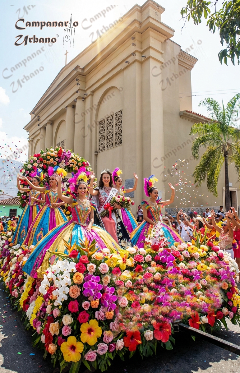 Carnavales y Arte en Guarenas, carroza de El Universo, año 1963. Imagen generada por IA.