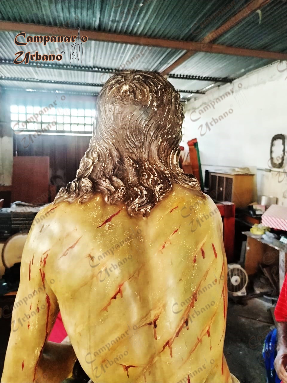 Imagen deteriorada de Jesús en la Columna, Guarenas, marzo de 2026.
