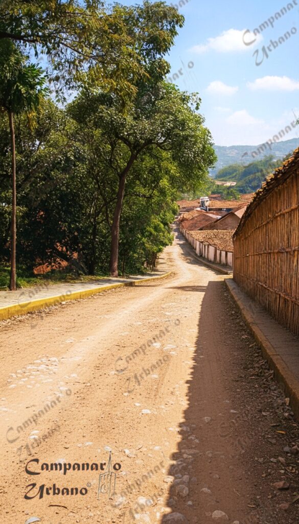 Bajada de los Almendrones y muro de contención de tapia. Guarenas 1910. Composición IA.