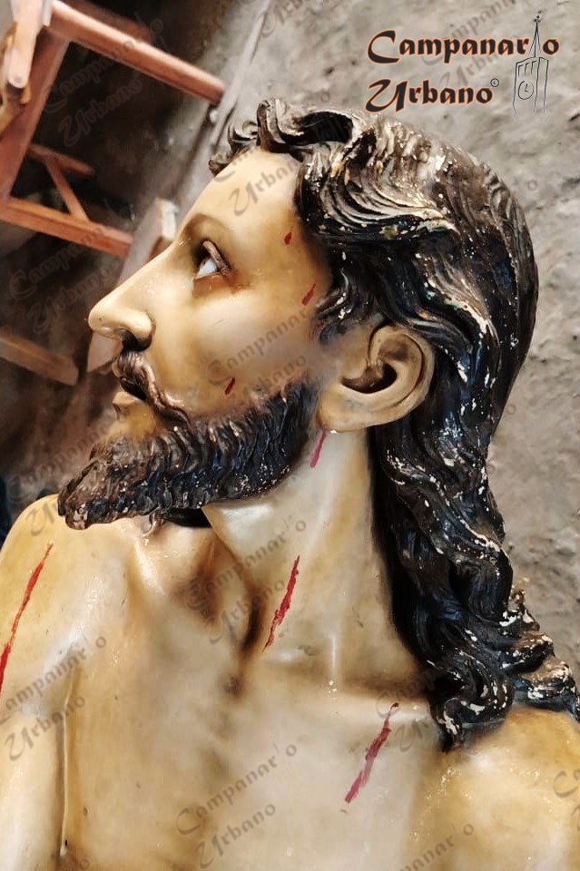 Imagen deteriorada de Jesús en la Columna, Guarenas, marzo de 2026.