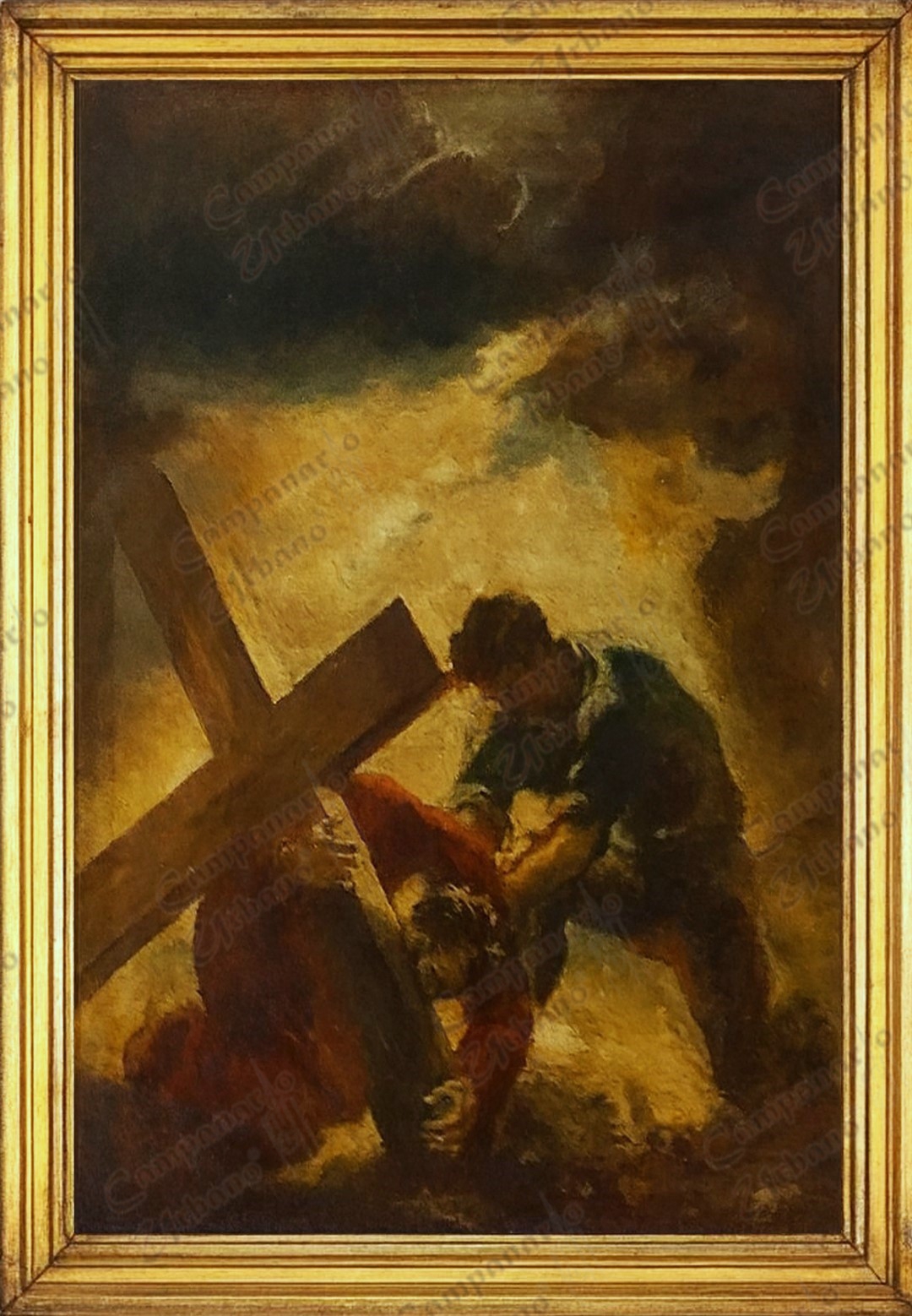 Estación V: Simón de Cirene ayuda a llevar la cruz. Viacrucis en Guarenas.