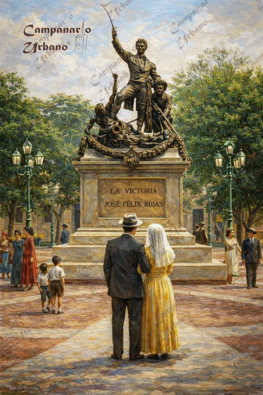 Monumento Escultórico Batalla de La Victoria en la Plaza José Félix Ribas en la ciudad de La Victoria, Estado Aragua. Década 1930. Composición IA.