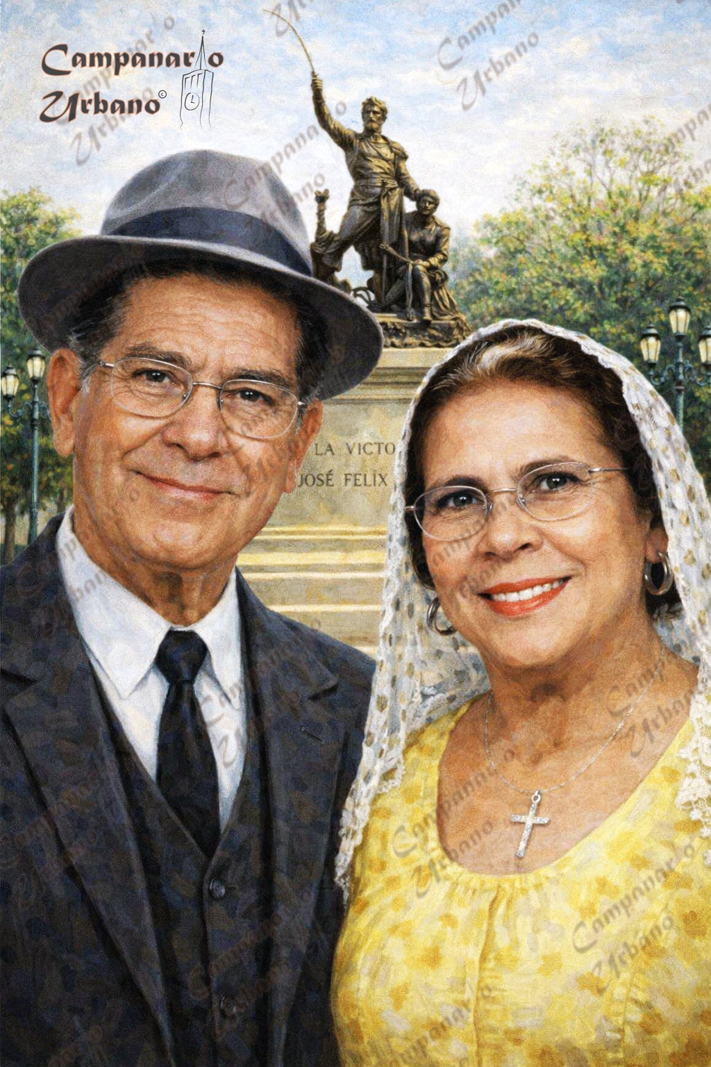 Benito Canónico y Luisa Amelia Aponte en La Victoria, Estado Aragua. Década 1930. Composición IA.
