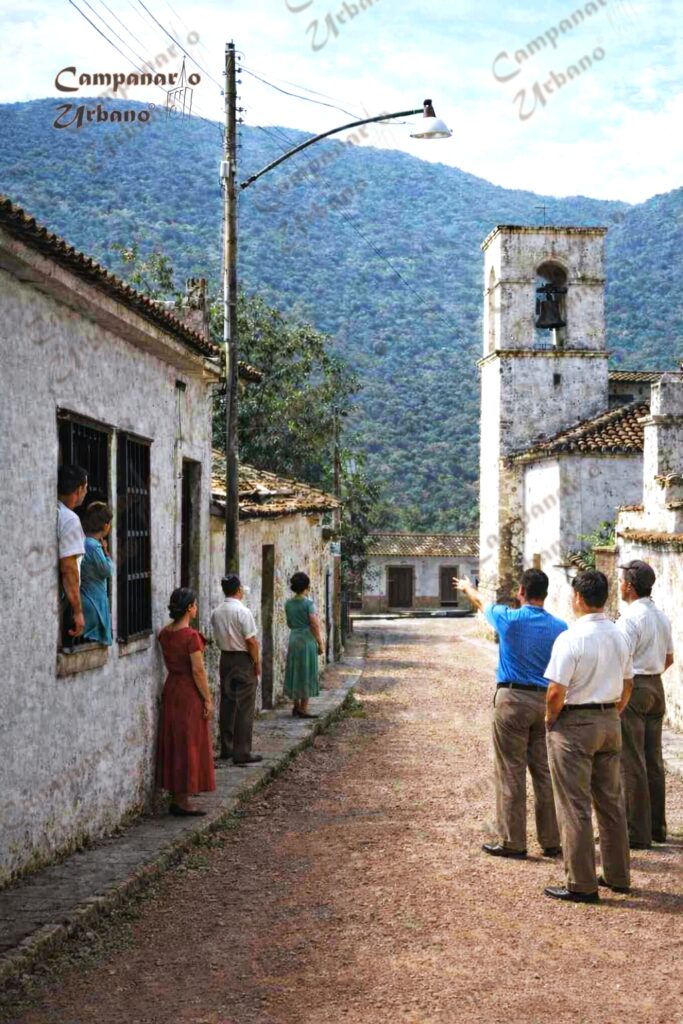 Calle Ambrosio Plaza del Pueblo Arriba de Guarenas, año 1939. Composición IA.