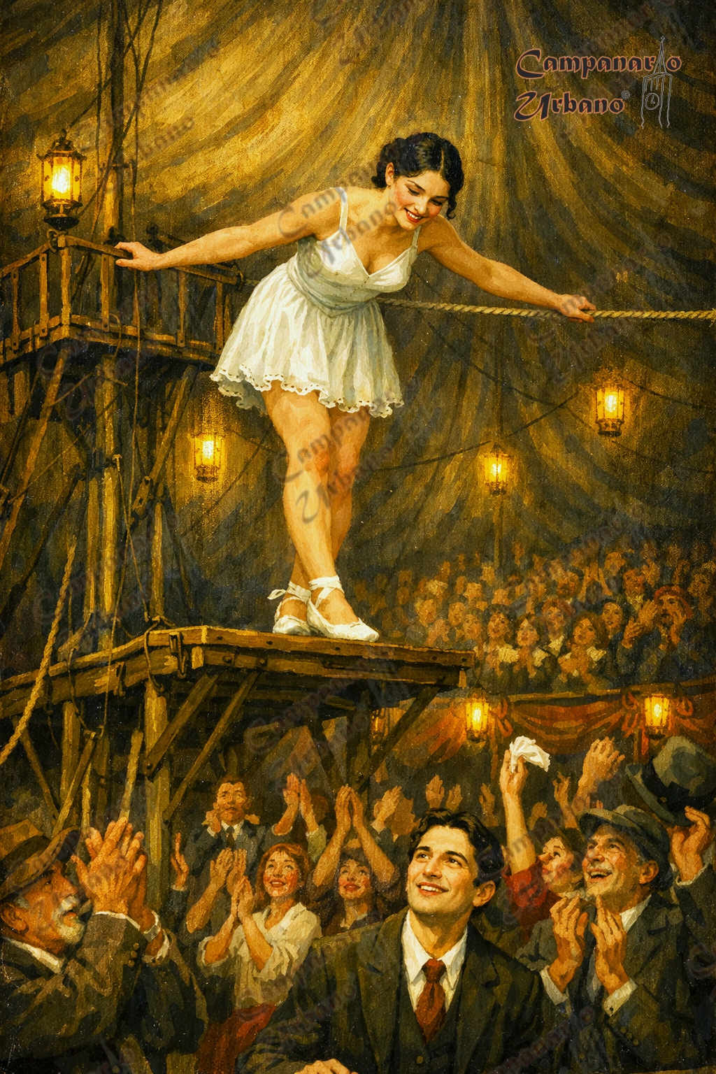 Dilia Ricardo Eschels en el primer circo en Guarenas, 8 de julio de 1911. Composición IA.