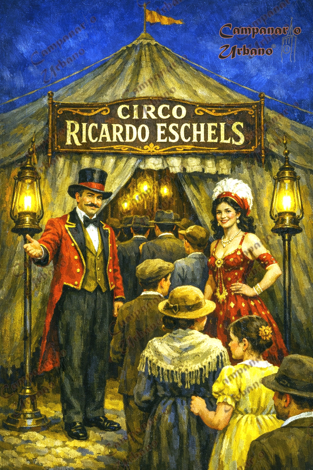 Circo Ricardo Eschels en Guarenas, sábado 8 de julio de 1911. Composición IA.