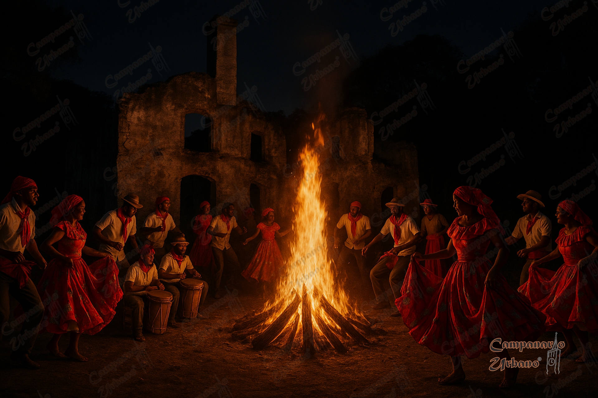 Fiesta de San Juan Bautista. Composición IA.