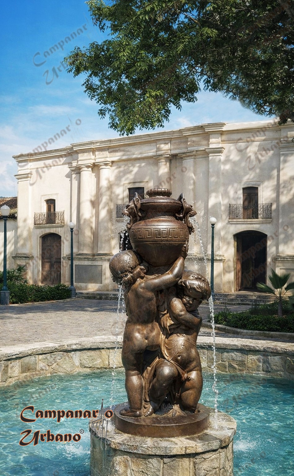 Fuente de los Amorcillos, antigua ubicación, Plaza Mayor de Guarenas. Composición IA.
