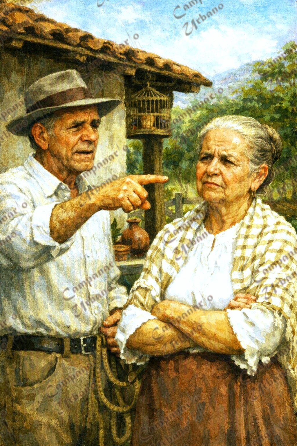 Pedro Abelardo García le advierte a su prima Josefa Mimina García que no cruce por Las Adjuntas de Guarenas. Año 1955. Composición IA.