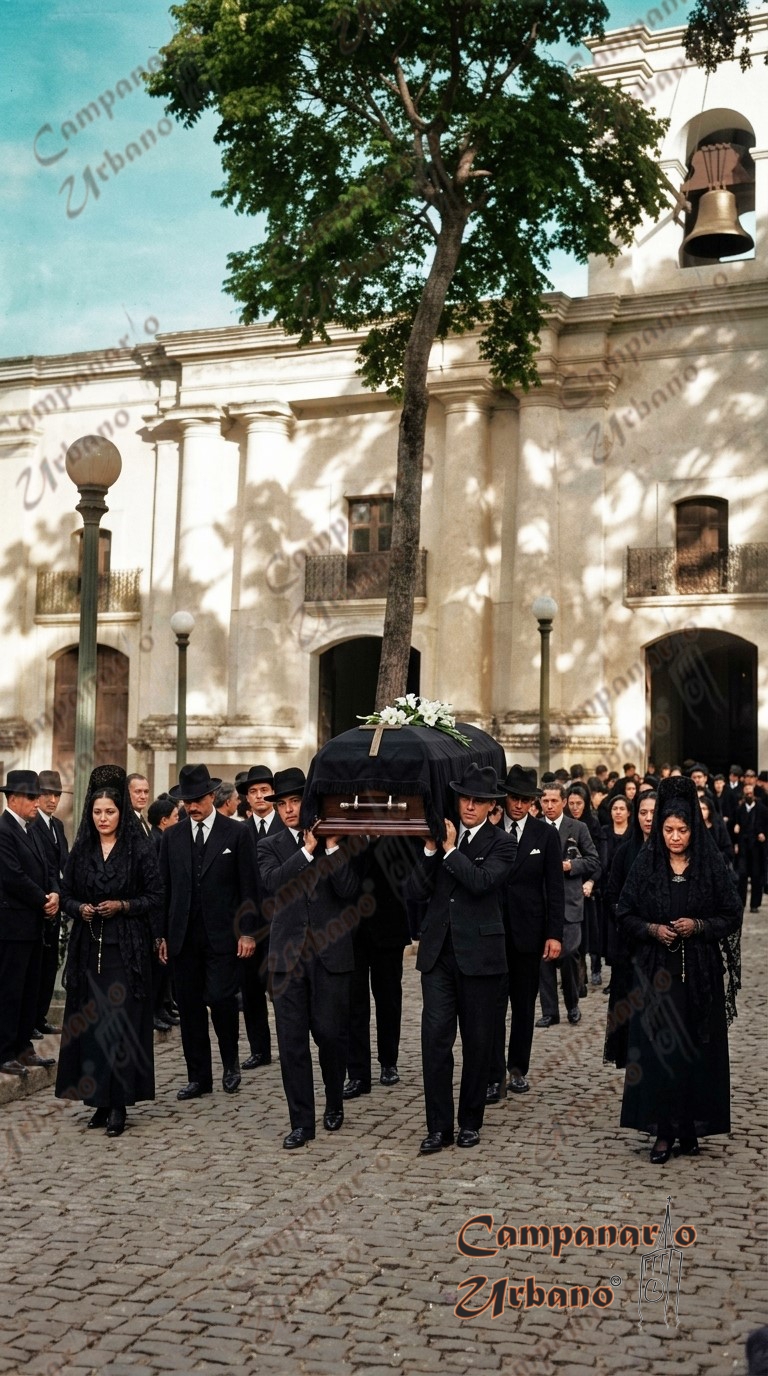 Cortejo fúnebre en la Iglesia de Nuestra Señora de Copacabana de Guarenas, junio de 1924. Composición IA.